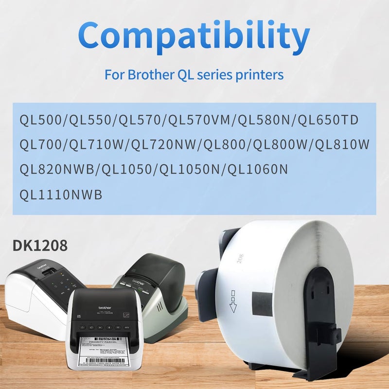 AYMSous Compatible 2 Pack DK-1208 Die-Cut White Label Paper (1.4"x 3.5" / 38mm x 90mm) with 2 Refillable Cartridge Replacement for Brother DK-1208 for QL Label Printers (400 Labels/Rolls) - Image 3